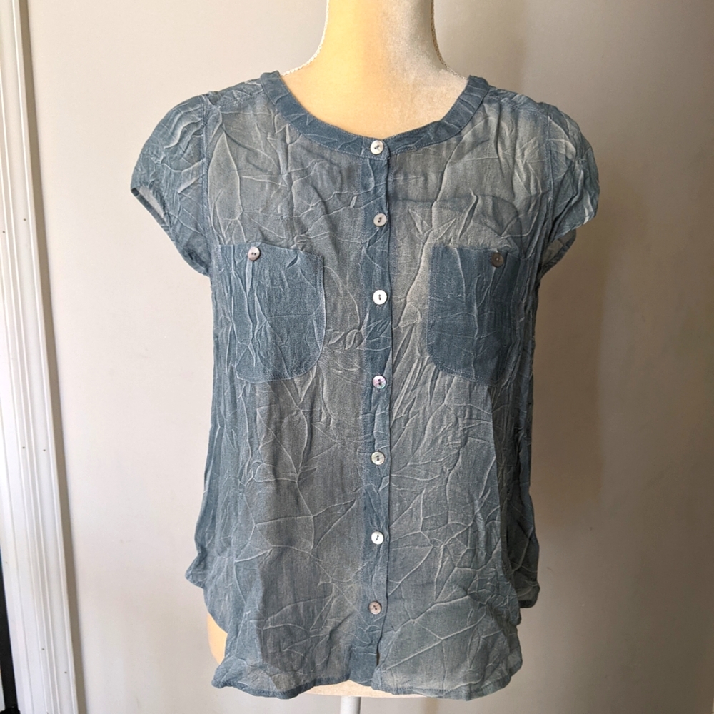 Free People Sheer, crinkled style blouse